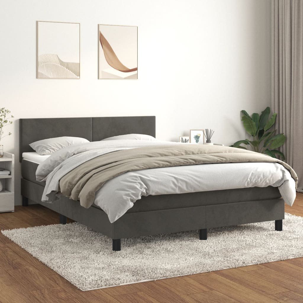 Letti: Boxspringbett mit Matratze Dunkelgrau 140x200 cm Samt – Nuovo e nell'imballaggio originale da Zug venduto da Cheap-Shop