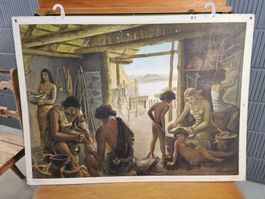 Paul Eichenberger Schulwandtafel Bild No. 51 Pfahlbauer 1946
