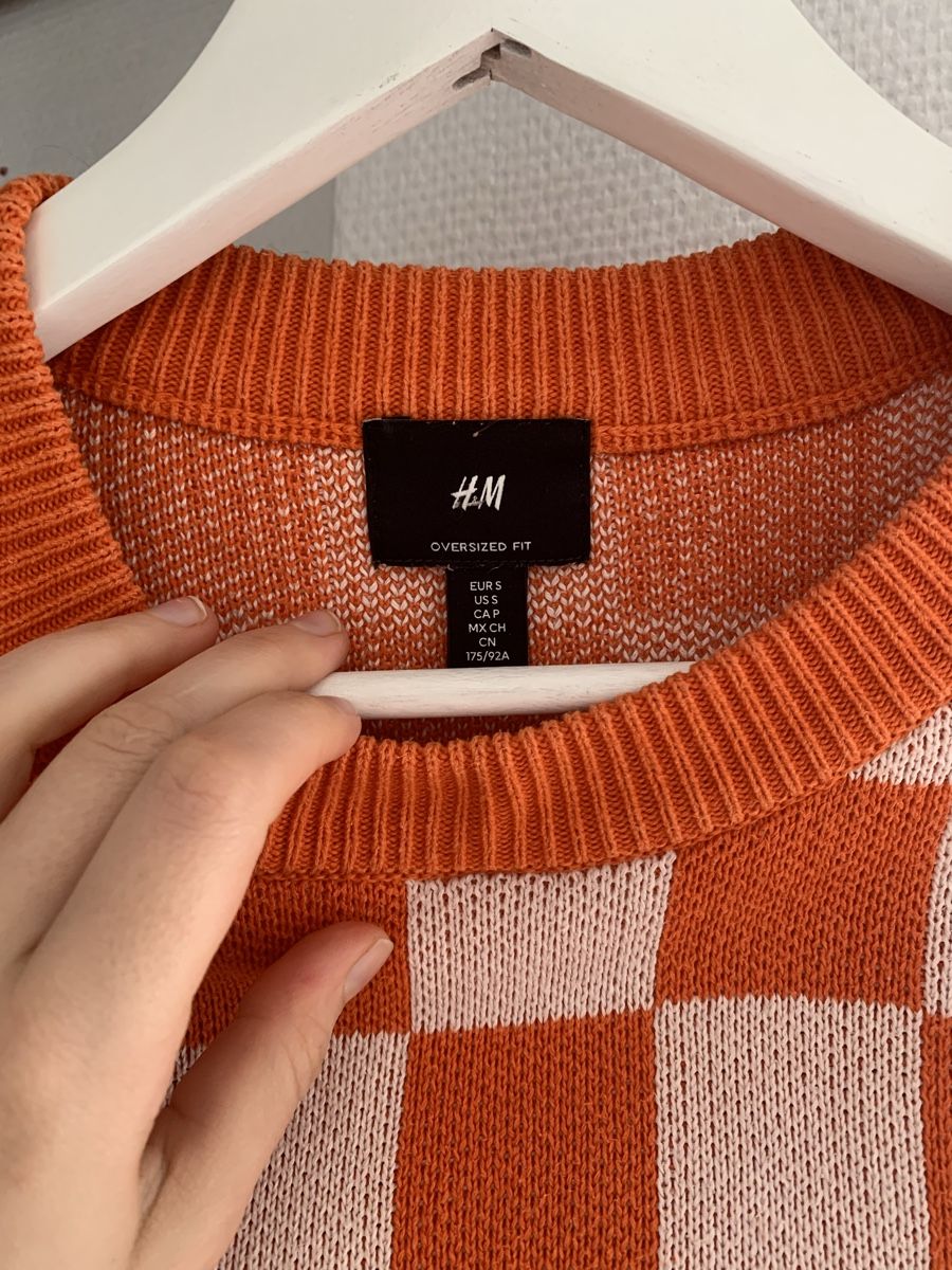 Maglioni & Felpe: Orange & White Checkered Knit Sweater -  100% Cotton – Nuovo (secondo la descrizione) da Neukirch (Egnach) venduto da ginger34 1