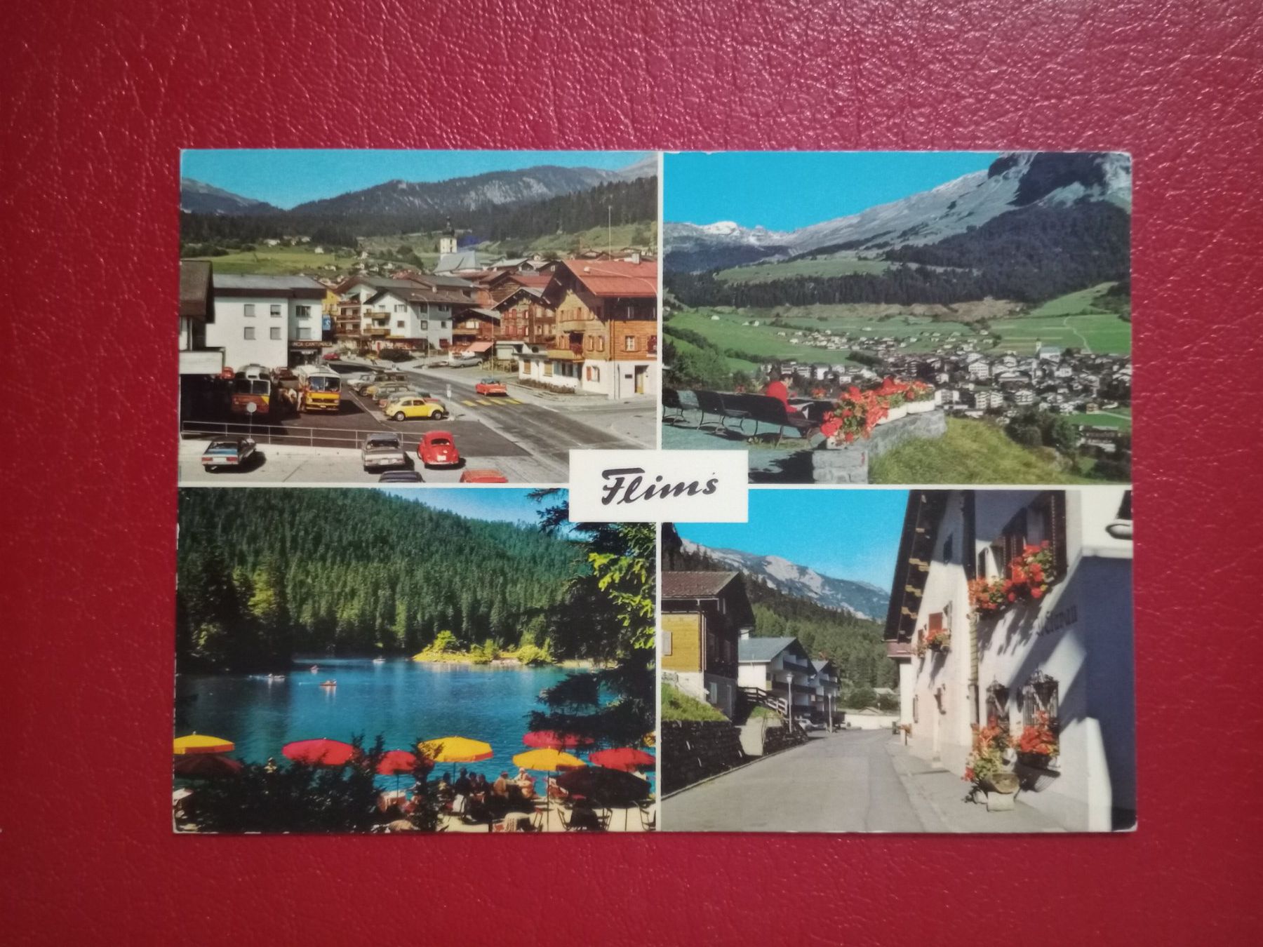 Cartoline postali: Flims Graubünden mehrbildrig Postplatz Postauto Dorfpartie – Usato da Küttigen venduto da Melisch1000