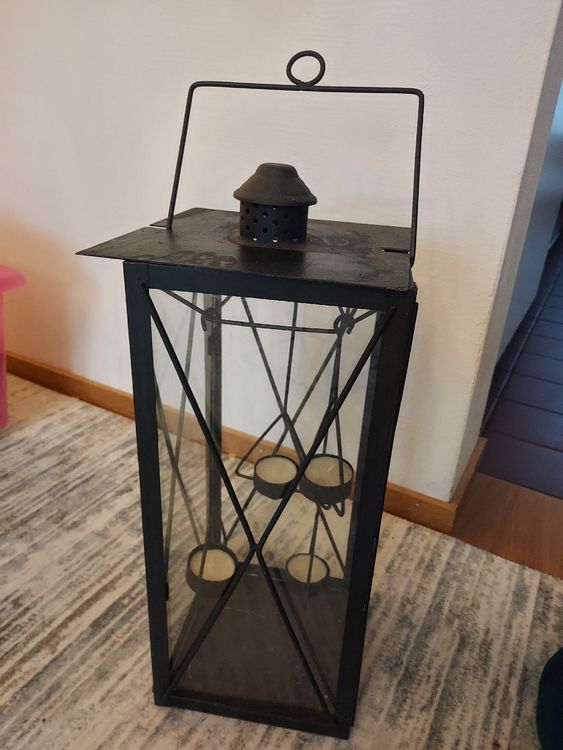 Lanternes: Windlicht Laterne Schwarz Metall Glas für 4 Teelichter – D'occasion à Glattpark(Opfikon) par Uthyla