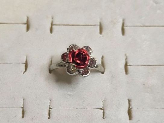 Anelli: Bague Argentée Fleur Rose Strass Ajustable – Nuovo (secondo la descrizione) da Territet venduto da Cenh 4