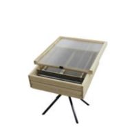 Sonnenwachsschmelzer aus Holz mit Metallgestell neu