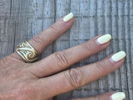 Vintage Ring vergoldet, Grösse 51, ziseliert