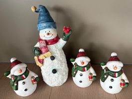 4 herzige Schneemänner, Dekoration, Winter