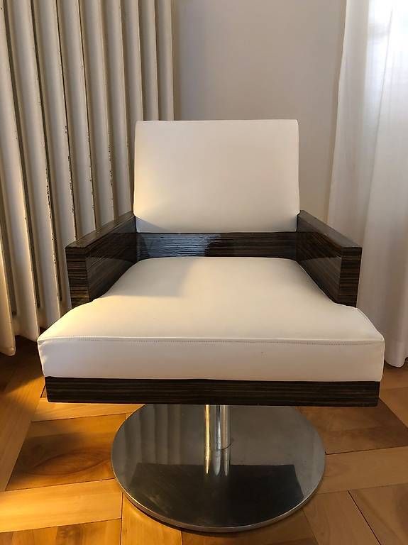 Sessel: Design Sessel, drehbar, Leder weiss – Gebraucht aus Zürich von sil_j2sz 3