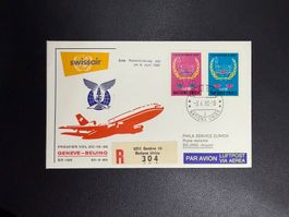 Swissair Erstflugbrief Genf-Peking ab UNO 1980