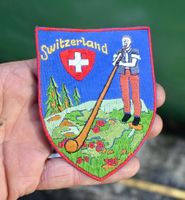 VINTAGE Badge SWITZERLAND ST. GALLER STICKEREI alphorn gross