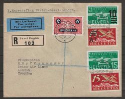 1935 : Flugpost brief RF 35.1b Basel - London, KP 330.--