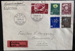 Express FDC Pro Juventute 1949 ET BERN, SBK 165 Fr.