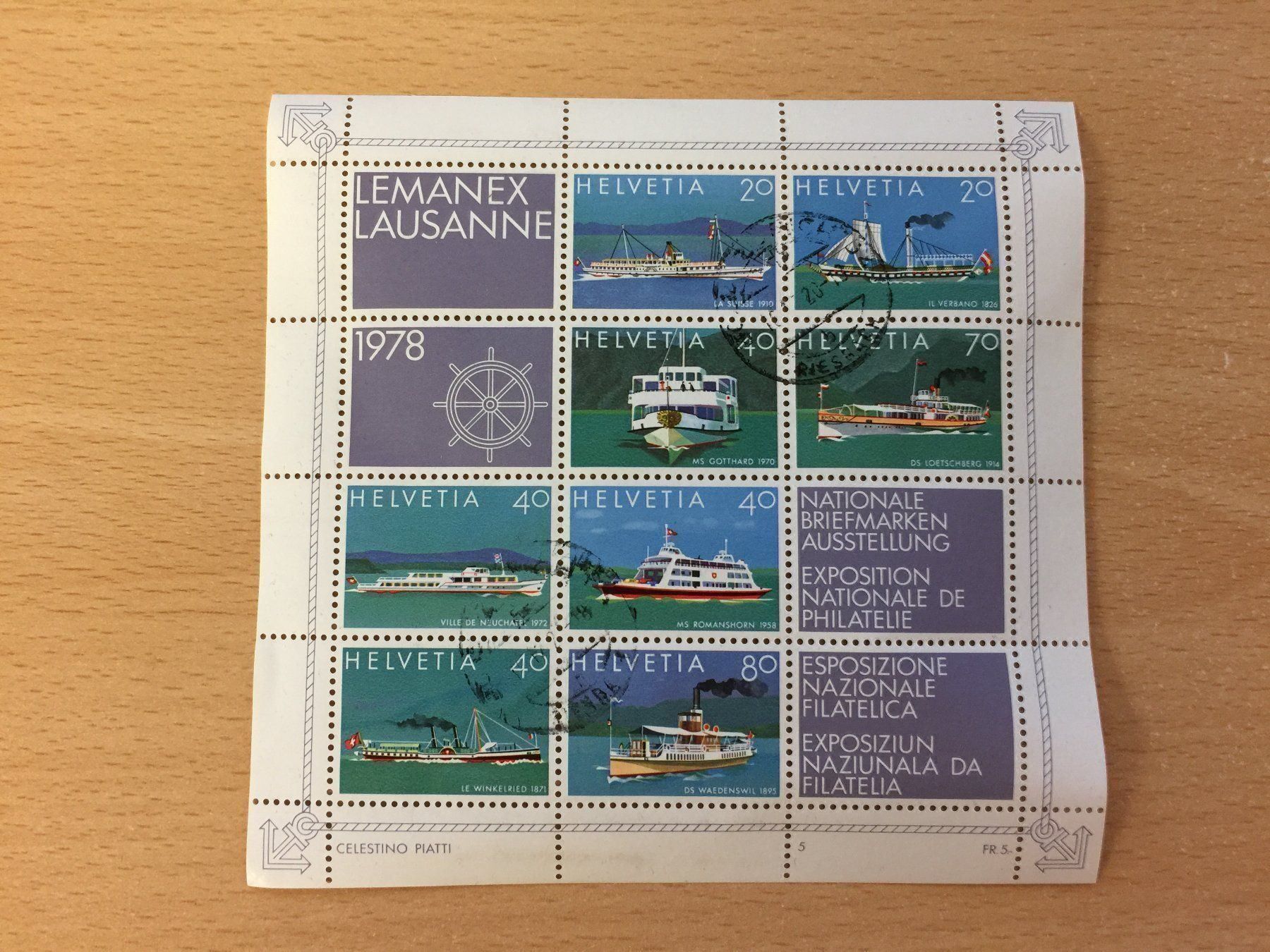 Tutti i francobolli: Briefmarkenbogen LEMANEX LAUSANNE 1978 – Usato da Glattfelden venduto da cybermaxx
