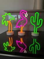 3x LED Neon Tischlampen – Kaktus, Flamingo & Palme