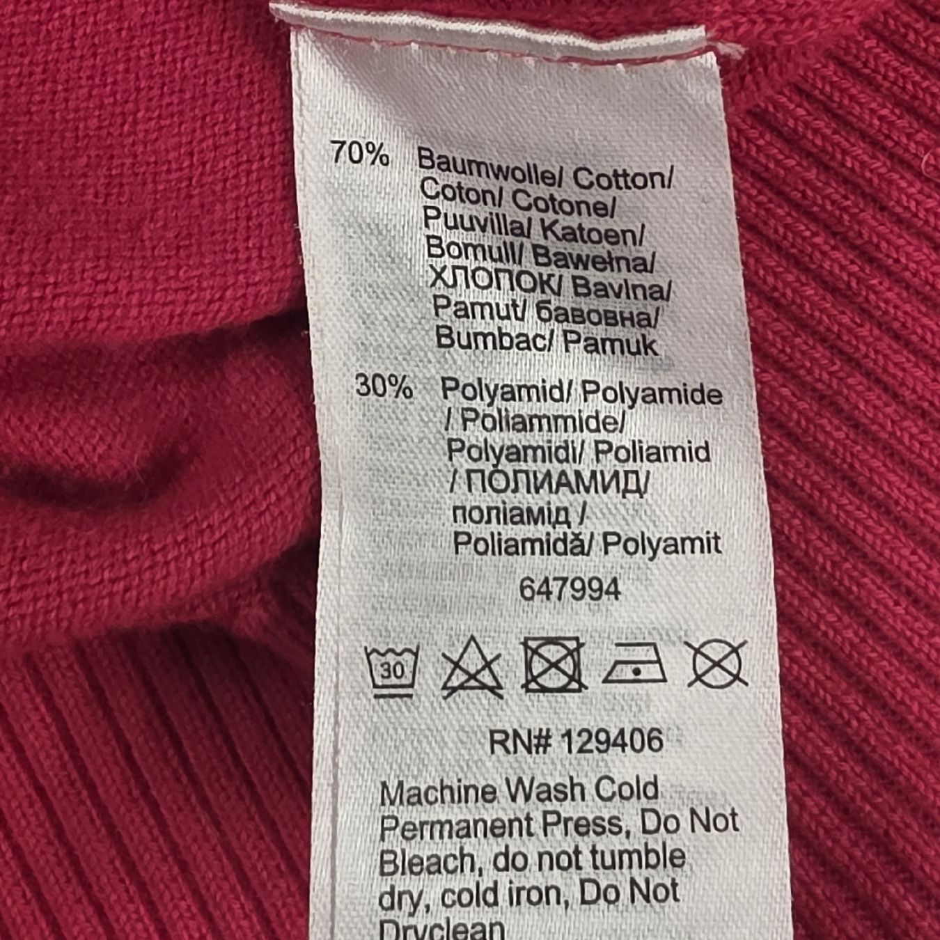Maglioni & Felpe: Bordeaux Rollkragenshirt Gr. 36/38 - Kurzarm Baumwolle – Usato da Rheinsulz venduto da Gilea 5