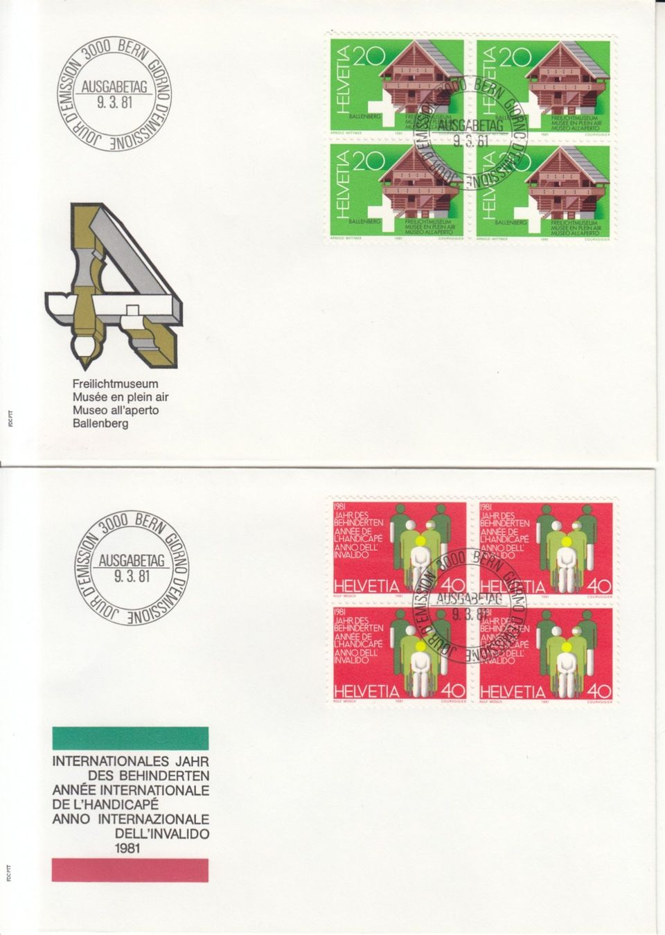 Tutti i francobolli: SBK 649 - 653 im 4er-Block FDC – Usato da Bürglen TG venduto da StampGraf 1