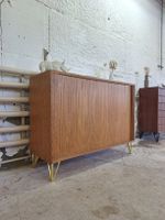 Vintage Sideboard, Holz Rollschrank, Metallfüsse