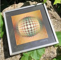 oeuvre vintage orange art contemporain art optique 70s