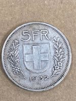 SVIZZERA 5 FR MONETA IN ARGENTO 1932 usata - circolata