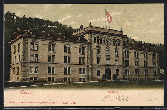 Cartoline postali: AK Brugg, Blick auf Kaserne – Usato da Berlin venduto da bartko-reher