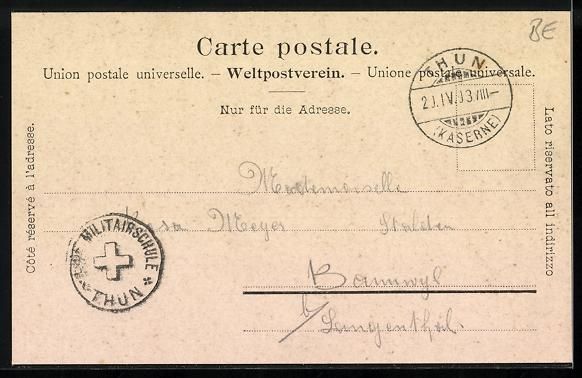 Ansichtskarten: Thun, Ortsansicht mit Kirche, Wasserpart – Gebraucht aus Berlin von bartko-reher 1
