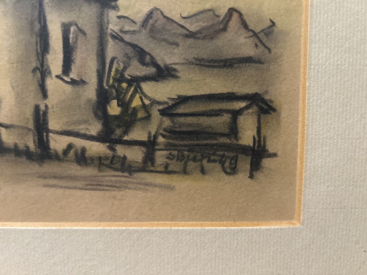 Dipinti: Originale Bleistiftzeichnung "Kirche" gerahmt, vintage! – Usato da Glarus venduto da KunstWerkEr-LS87 3