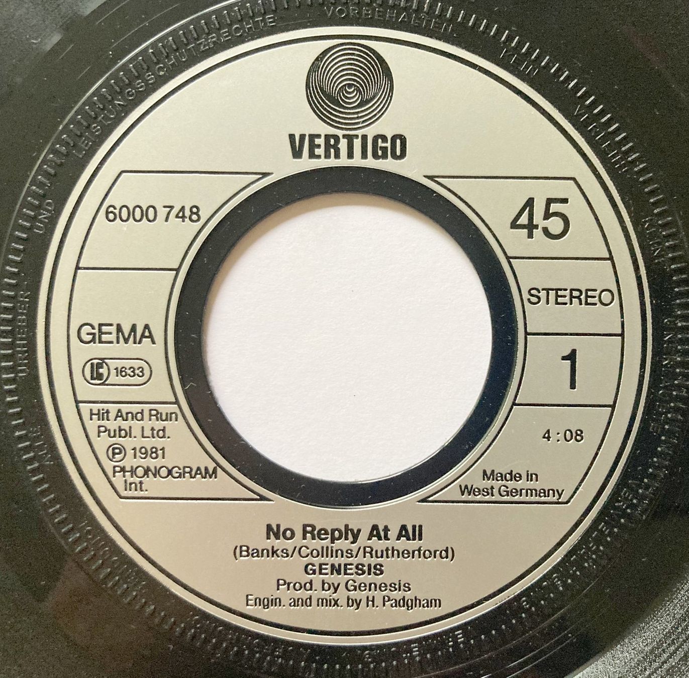Dischi in vinile: GENESIS - NO REPLY AT ALL – Usato da Bottens venduto da hotter-than-hell 2