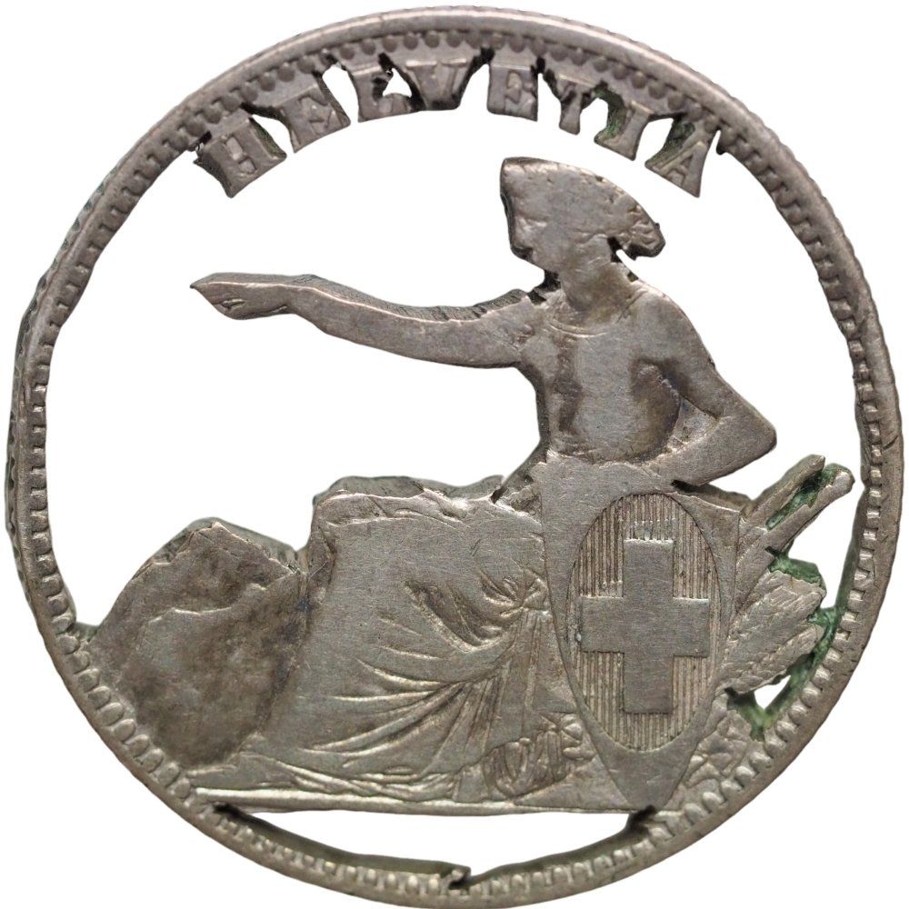 Toutes les monnaies: Schweiz 2 Franken 1862 Duchbrochen – D'occasion à Liestal par fibonaccis