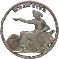 Schweiz 2 Franken 1862 Duchbrochen