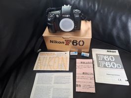Nikon F60 analog camera with accessories and original box