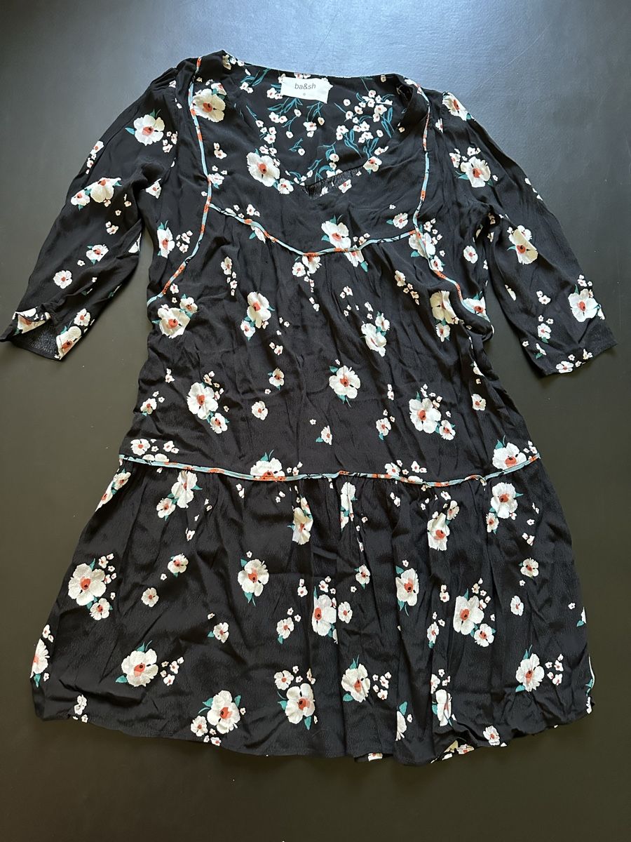 Ba&Sh Vestiti: Robe noire à fleurs Ba&sh T. 36/S – Usato da Lausanne venduto da france.guillermin