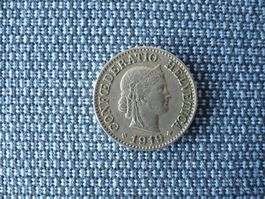 Schweizer 10 Rappen Münze Jahrgang 1919 gebraucht