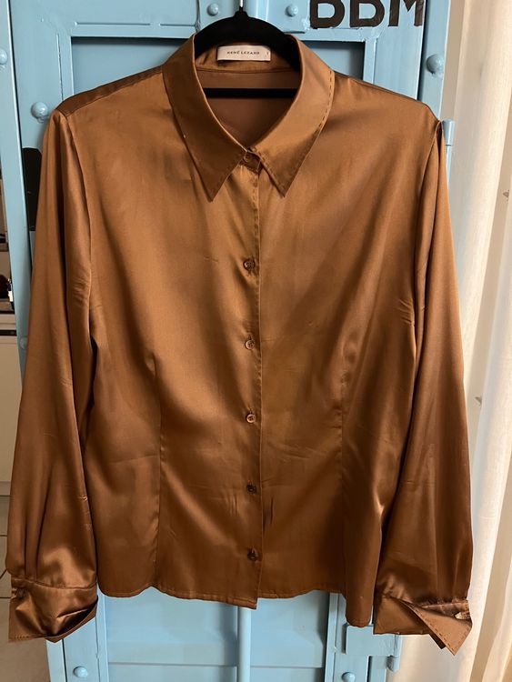Blouse En Soie Ancienne - Taille S (36/38) - Noir Et Blanc - Confection Atelier - Occasion Bon état