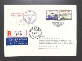 1941 Flugpost F35 Pro Aero "SONDERPOSTFLUG" BUOCHS-PAYERNE