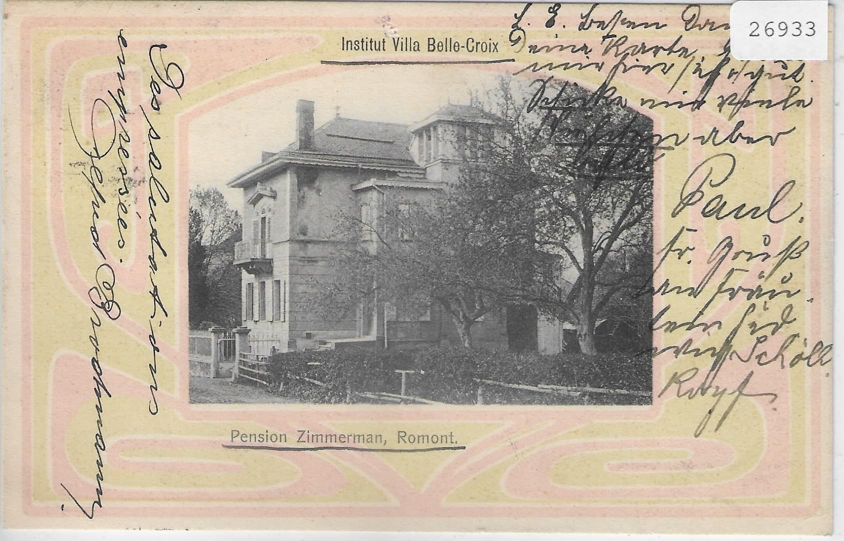 Cartoline postali: Pension Zimmermann Romont - Institut – Usato da Ettingen venduto da Kartenplanet