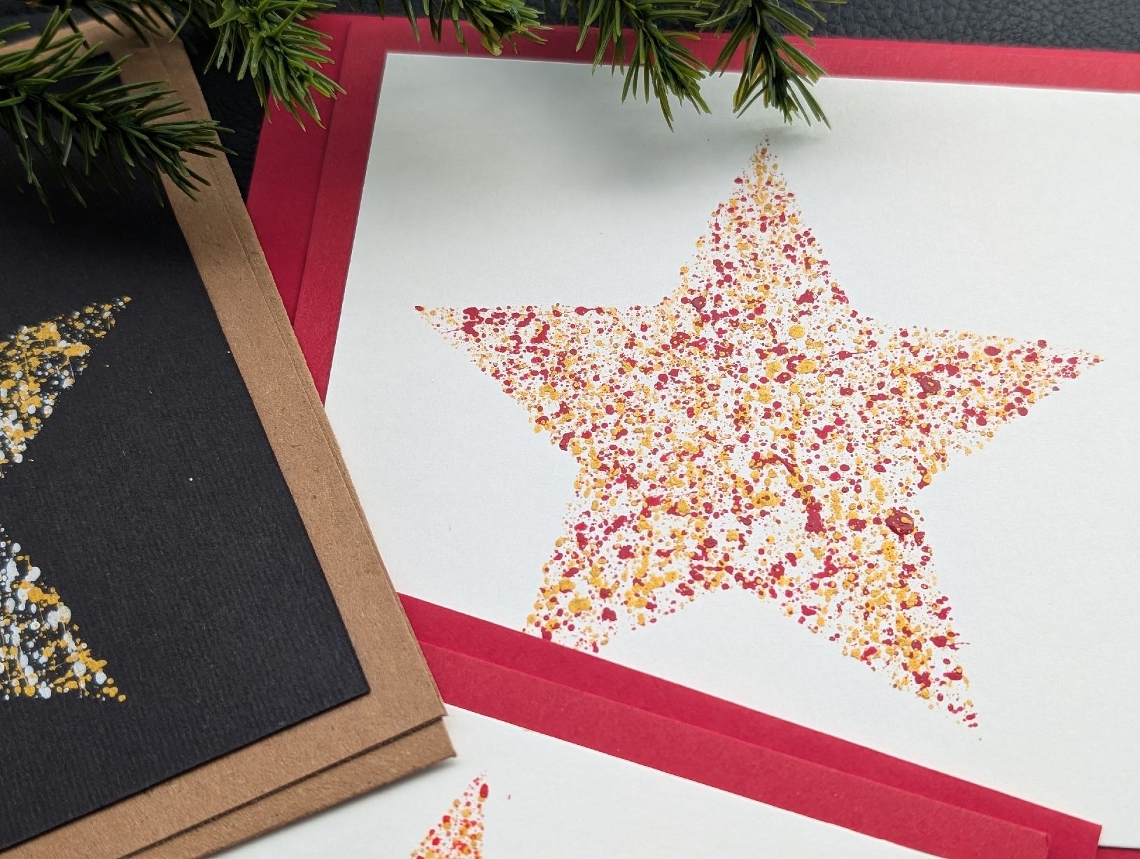 Cartoline: 3er Set Handbemalte Weihnachtskarten  – Nuovo e nell'imballaggio originale da Winterthur venduto da LaVieColor 4