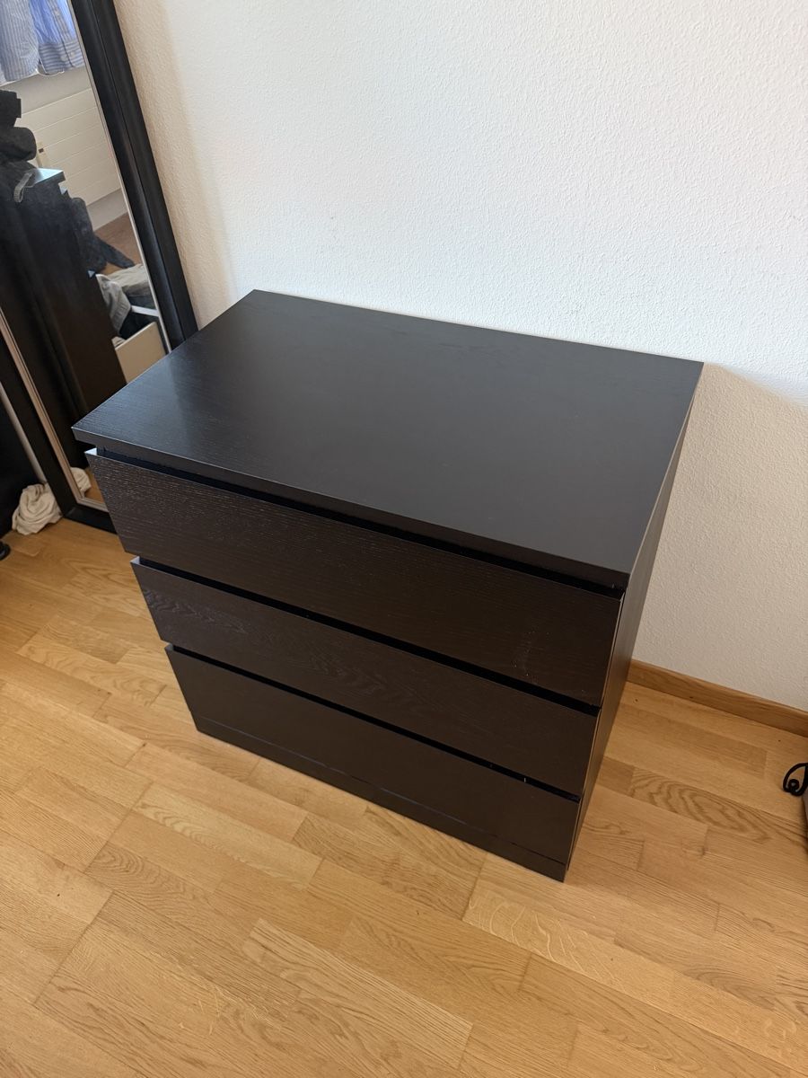 Ikea Cassettiere: Ikea MALM Kommode 3 Schubladen schwarzbraun – Nuovo (secondo la descrizione) da Luzern venduto da manueu__