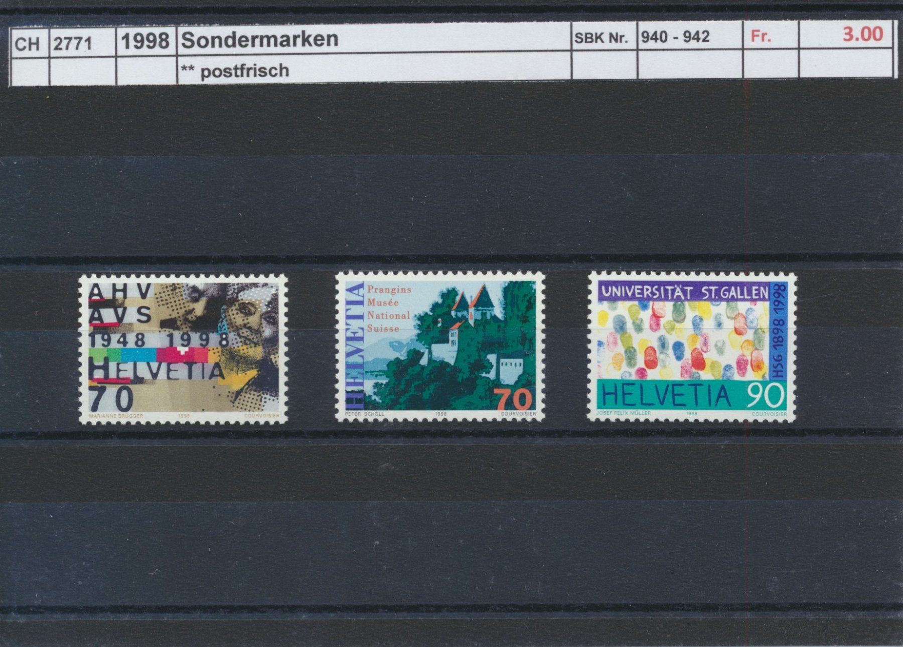 Tutti i francobolli: 1998 "Sondermarken", ** postfrisch – Nuovo (secondo la descrizione) da Winterthur venduto da Zupogeru