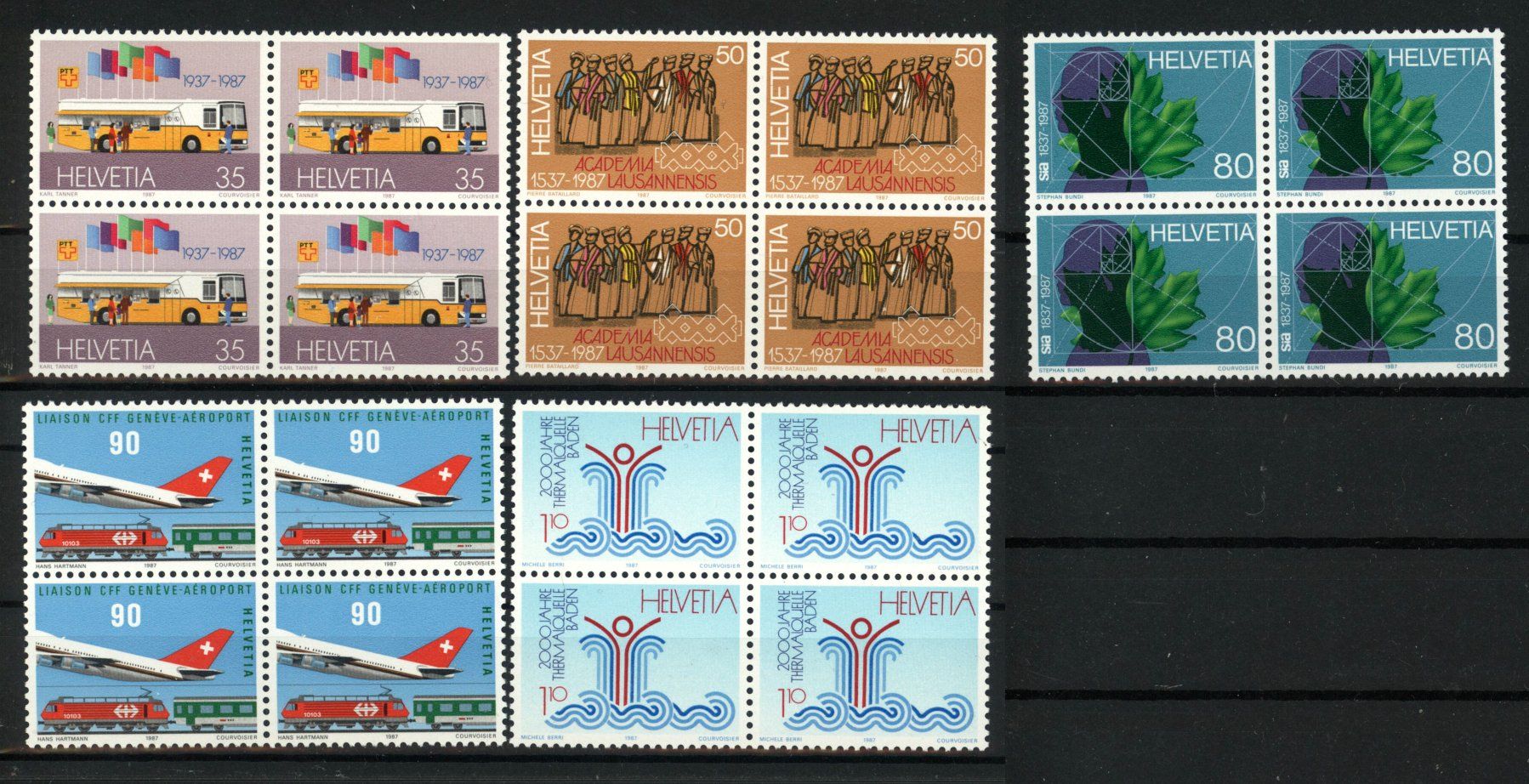Alle Briefmarken: 1987, Sonderpostmarken I, Viererblöcke ** – Gebraucht aus Willisau von Vollstempel