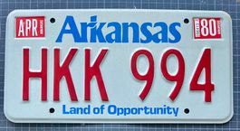 Altes USA-Nummernschild Arkansas 1980 - HKK 994 Top!