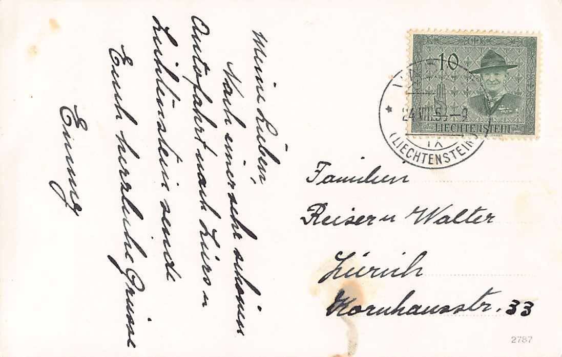 Cartoline postali: GRUSS von der FLEXENSTRASSE - 1953 – Usato da Winterthur venduto da SchatzchischtliWinti 1