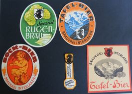 Bier Brauerei INTERLAKEN Rugen-Bräu Bock Spezial 2 Etiketten