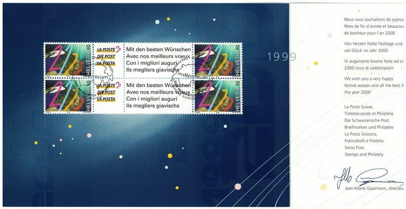 Tous les timbres: PTT-Weihnachtskarte Millenium 2000, 4er Block – D'occasion à Bonstetten par Pinguin75 1