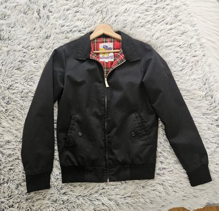 Veste Harrington noire doublure tartan taille S