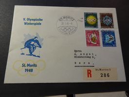 30.I.48., ST. MORITZ, SONDERSTEMPEL, SATZ BRIEF CHARGE
