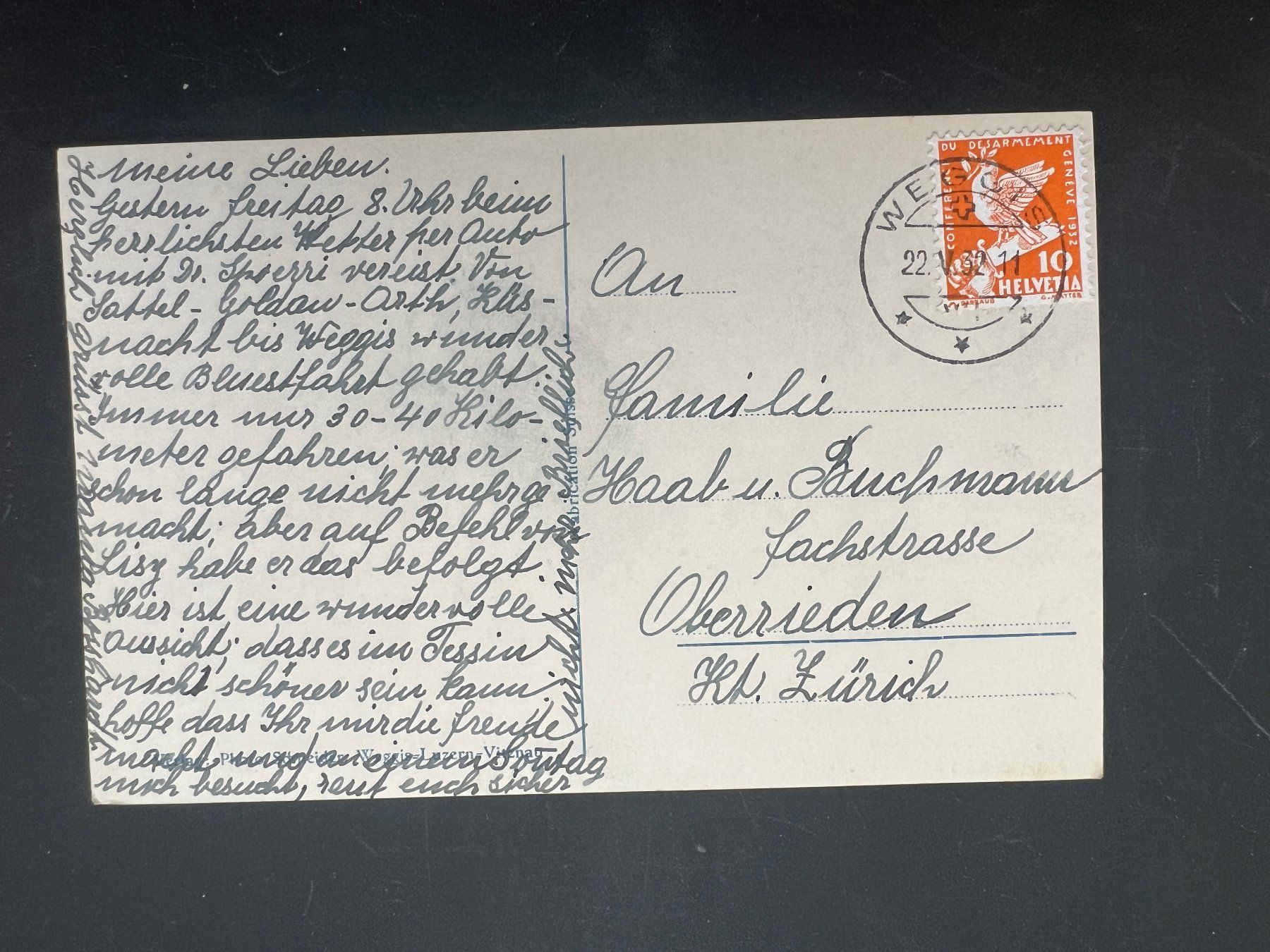 Ansichtskarten: Weggis 1932 Ansichtskarte    (V281) – Gebraucht aus Hinwil von Sidi4 1