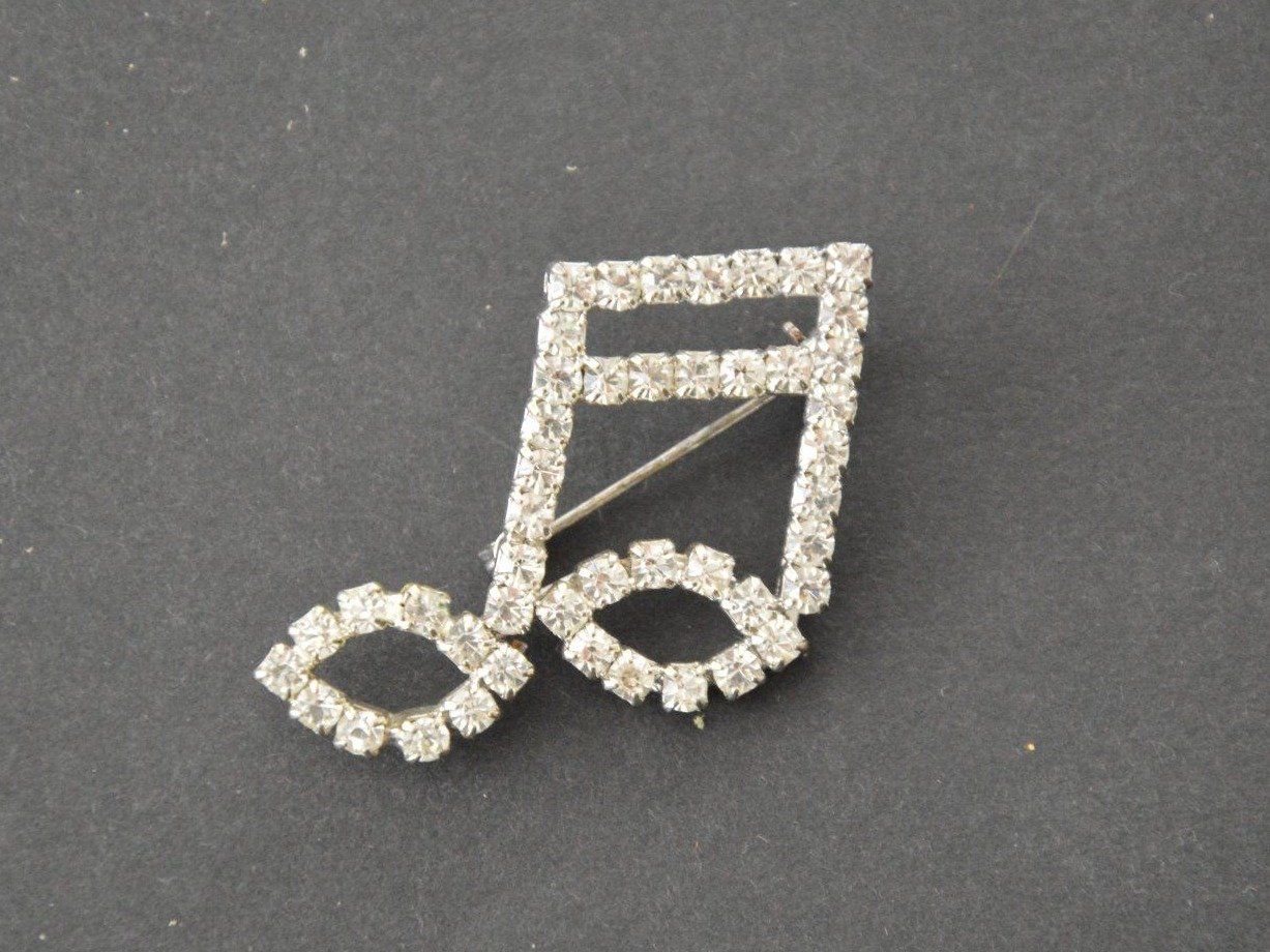 Broschen & Nadeln: Strass Brosche Note Silber – Neu (gemäss Beschreibung) aus Luzern von Jarunka44