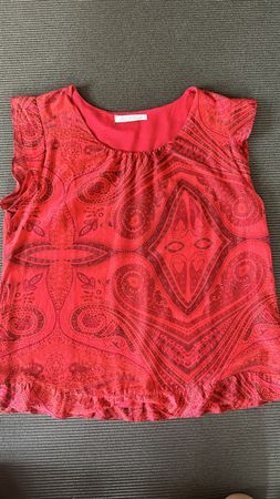 Top femme en soie et Cotton Fred Sabatier rouge  t 40 