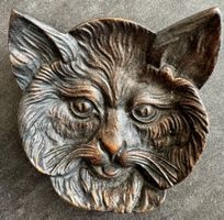 Schale Messing / Bronze (?) Katze Aschenbecher Ringschale