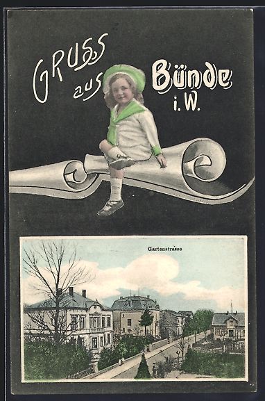 Cartoline postali: Grusskarten-AK Bünde i. W., Gartenstras – Usato da Berlin venduto da bartko-reher