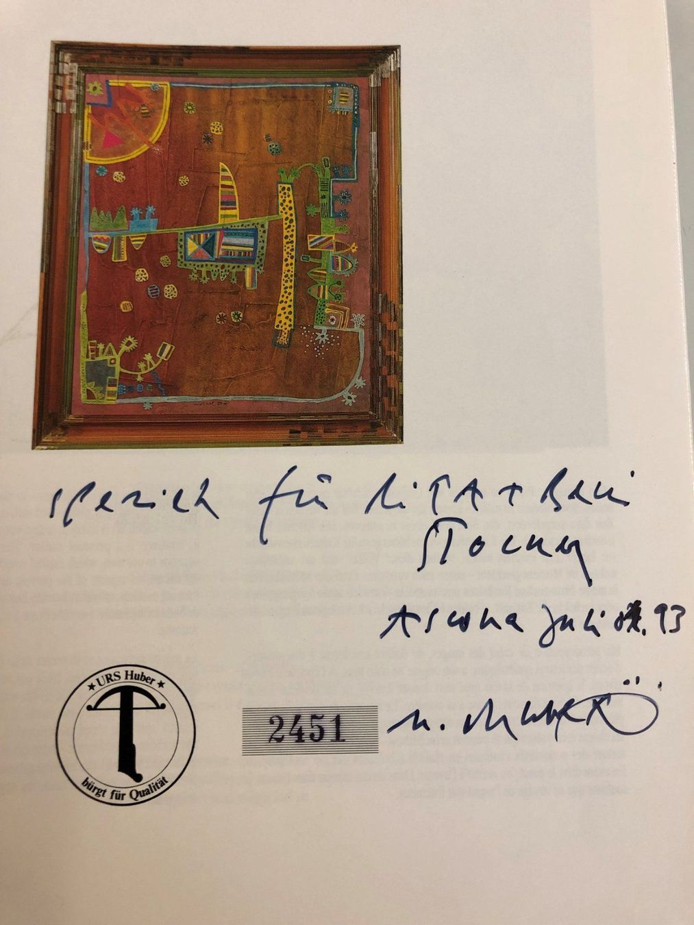Libri: Urs Huber Kunstbuch handsigniert 1993 – Usato da kriens venduto da bst999 1