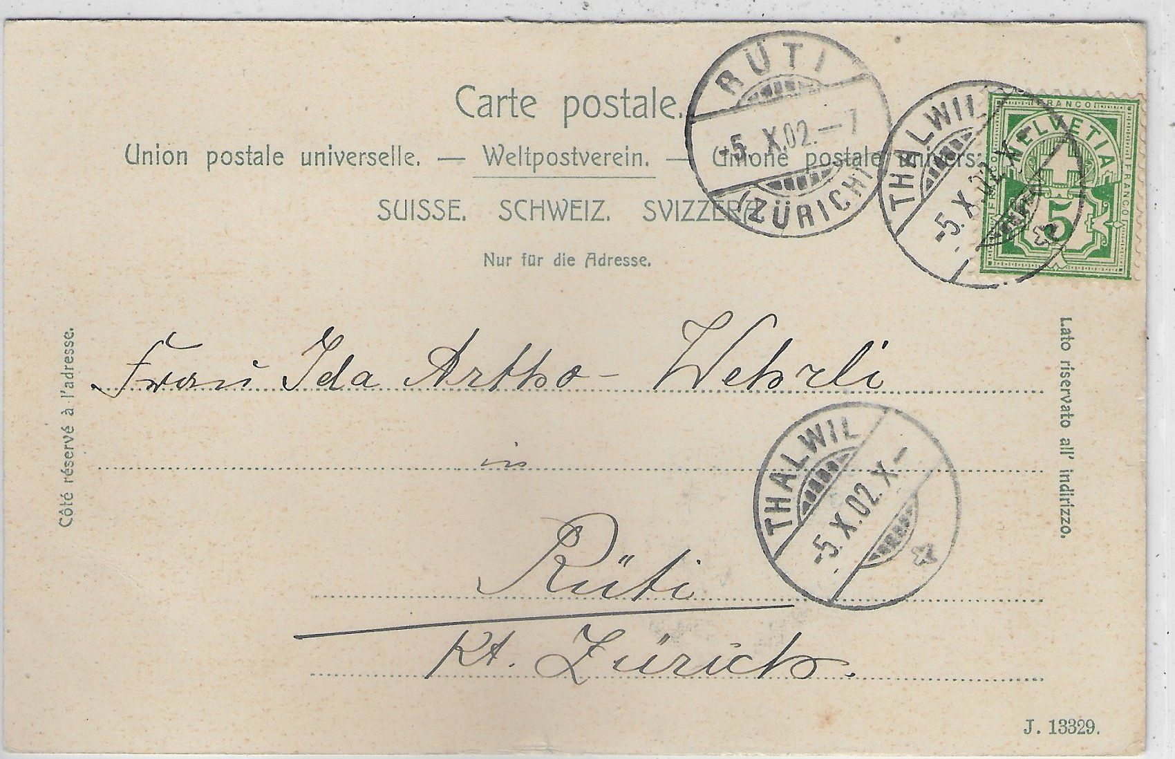 Ansichtskarten: Gruss aus Thalweil Thalwil - Litho – Gebraucht aus Ettingen von Kartenplanet 1